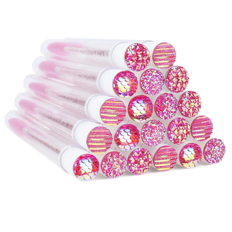 SenRocc 20 Sets Mascara Wand Tube Diamond Eyelash Spoolies Rose Mascara Brushes Lash Brush Makeup Tool Applicator Eyelash Brush Tubes Makeup Brush (4C-Rose) - Image 1